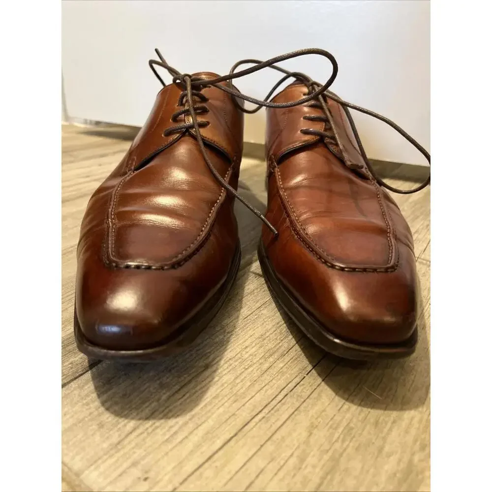 MAGNANNI MENS OXFORD CHILI BROWN DRESS SHOES SIZE 14M MADE SPAIN RP~$400+